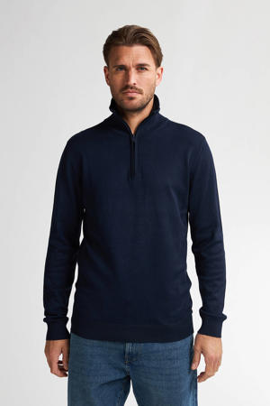 trui fijn gebreid donkerblauw