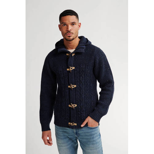 Petrol Industries vest met kabels donkerblauw afbeelding