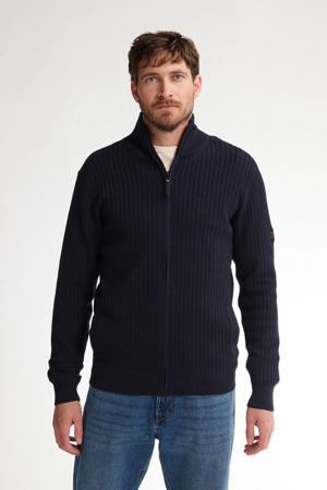 vest rib gebreid blauw