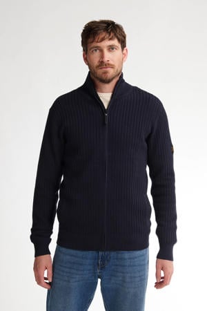 vest rib gebreid blauw