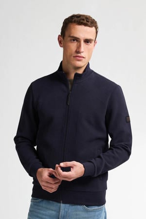 sweatvest met textuur donkerblauw