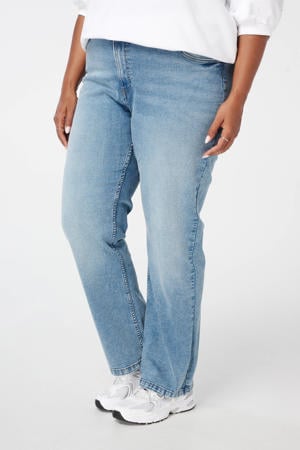 high waist straight leg jeans light blue denim