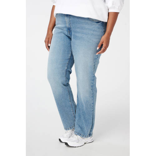 MS Mode high waist straight leg jeans light blue denim afbeelding