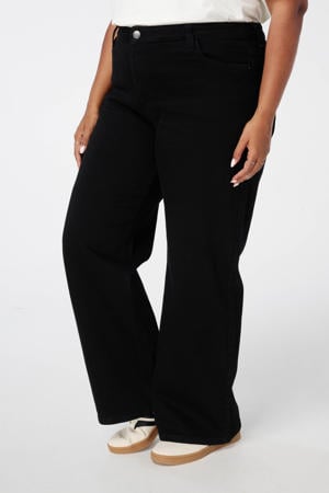 high waist wide leg jeans zwart
