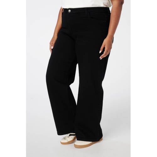 MS Mode high waist wide leg jeans zwart afbeelding