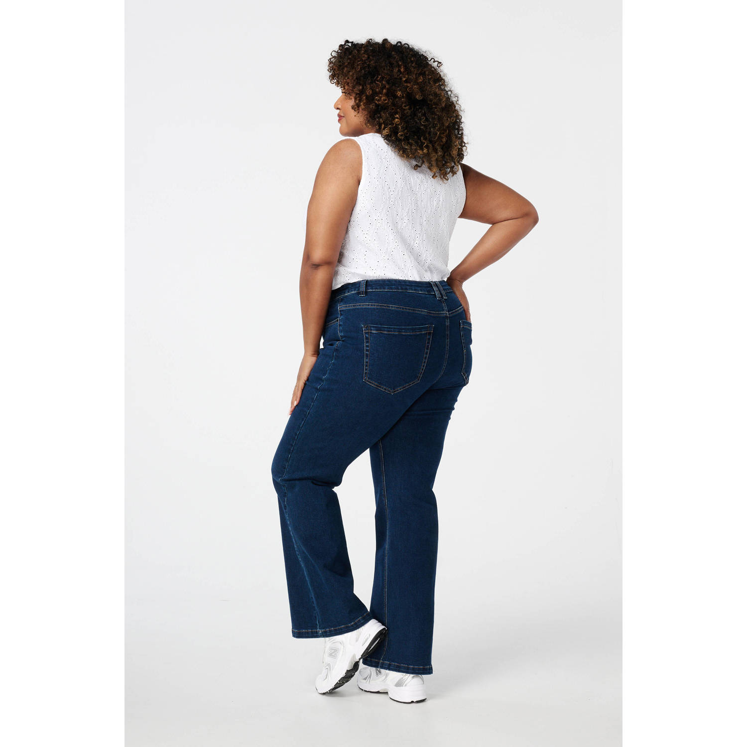 MS Mode high waist flared jeans dark blue denim