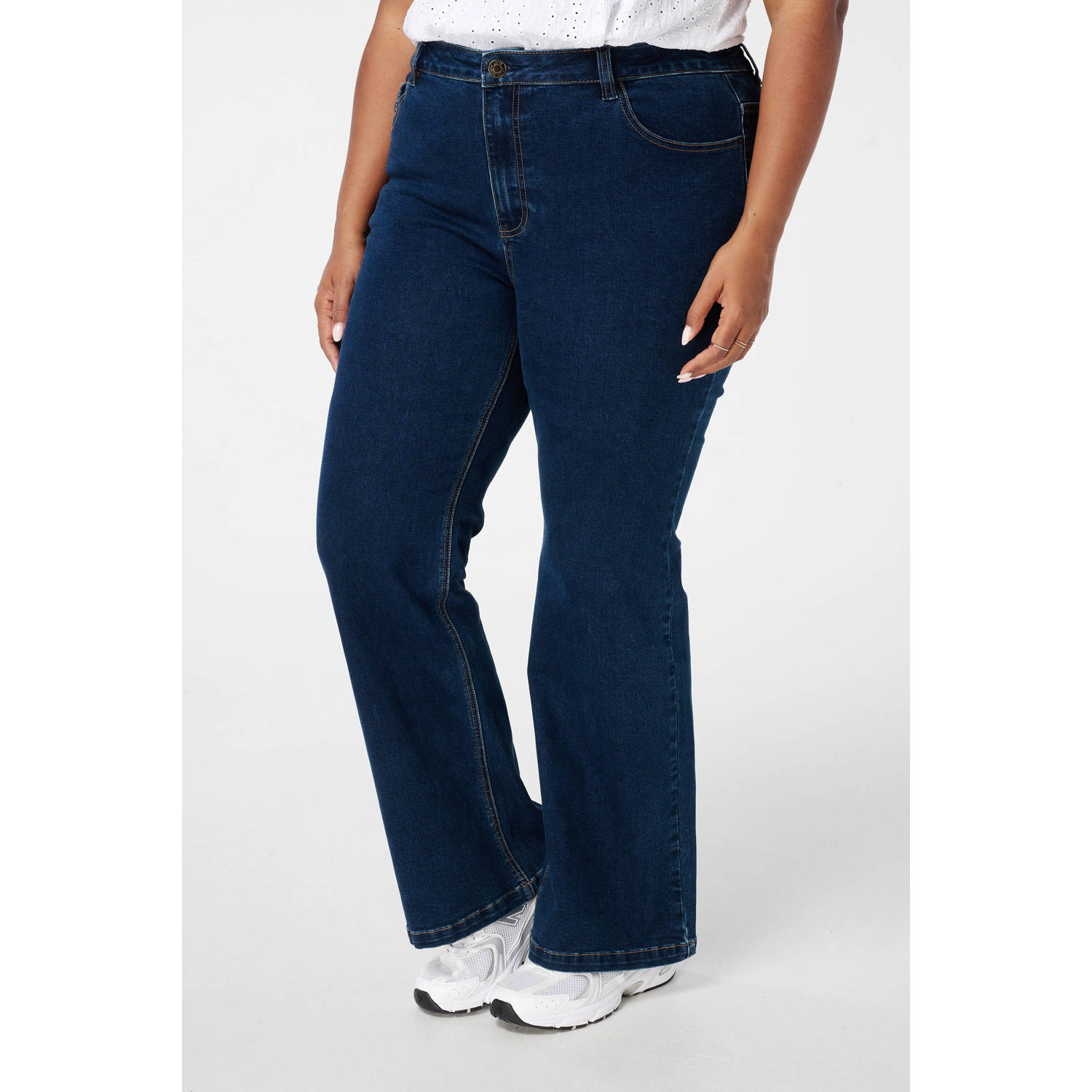 MS Mode high waist flared jeans dark blue denim