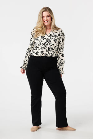 high waist flared jeans zwart