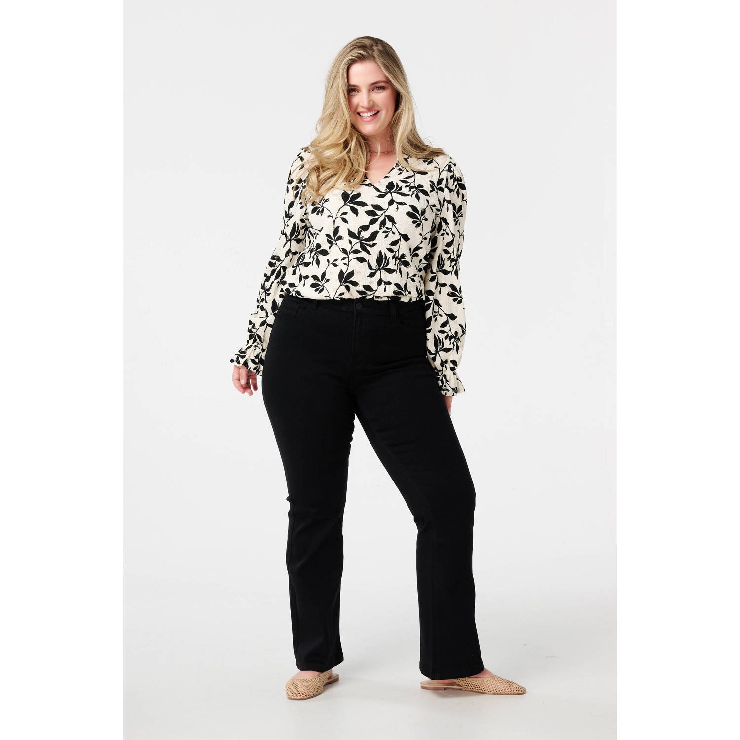 MS Mode high waist flared jeans zwart