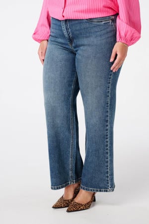 high waist bootcut jeans dark blue denim