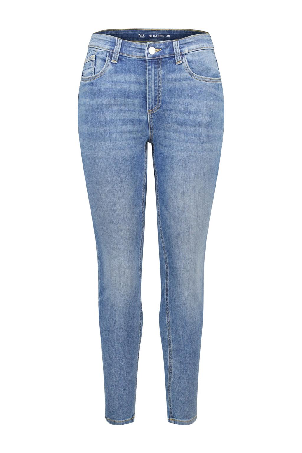 Medium blue denim dames MS Mode slim fit jeans met regular waist en effen