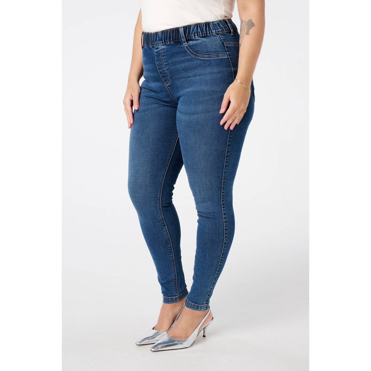 MS Mode high waist skinny jeans medium blue denim