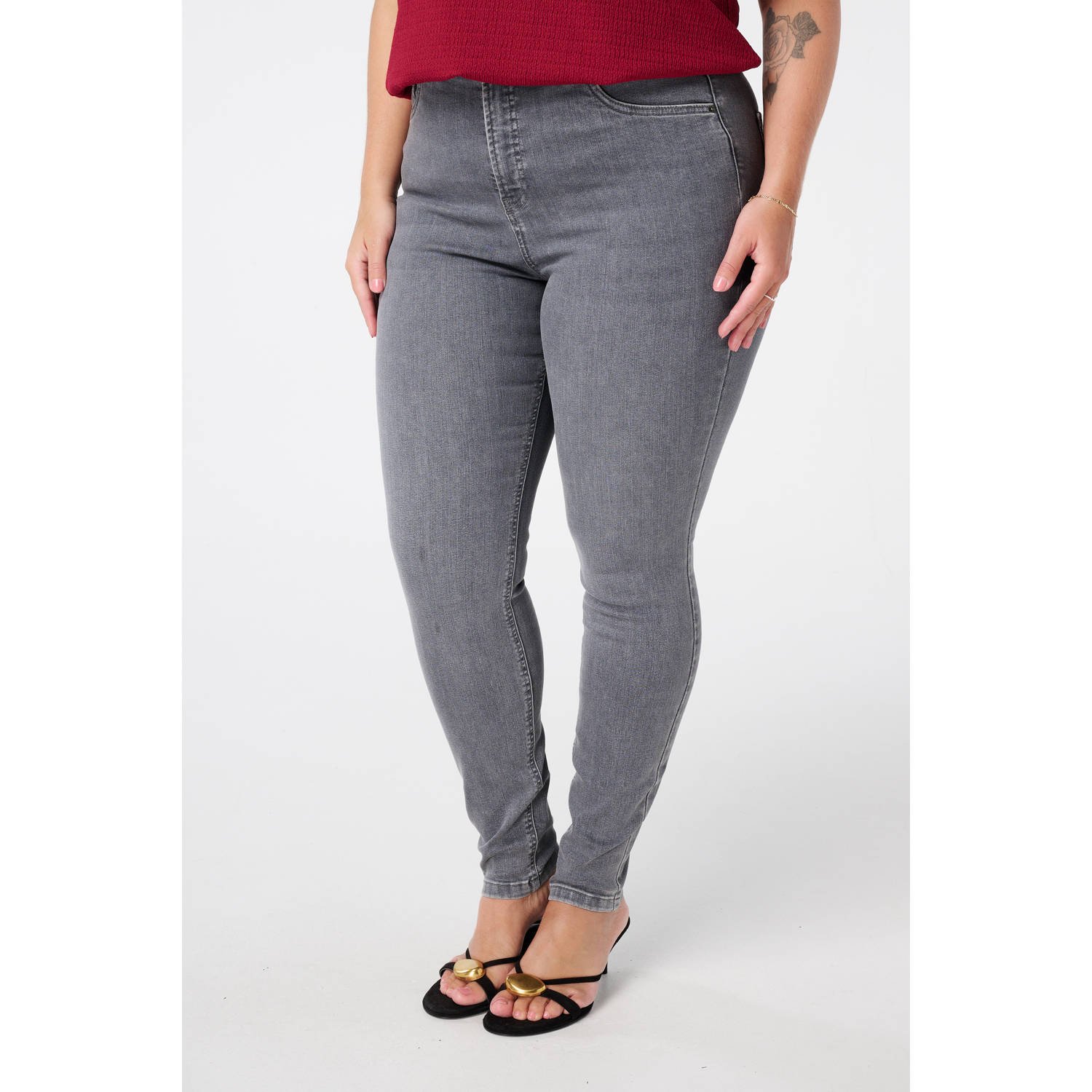 MS Mode high waist skinny jeans grijs