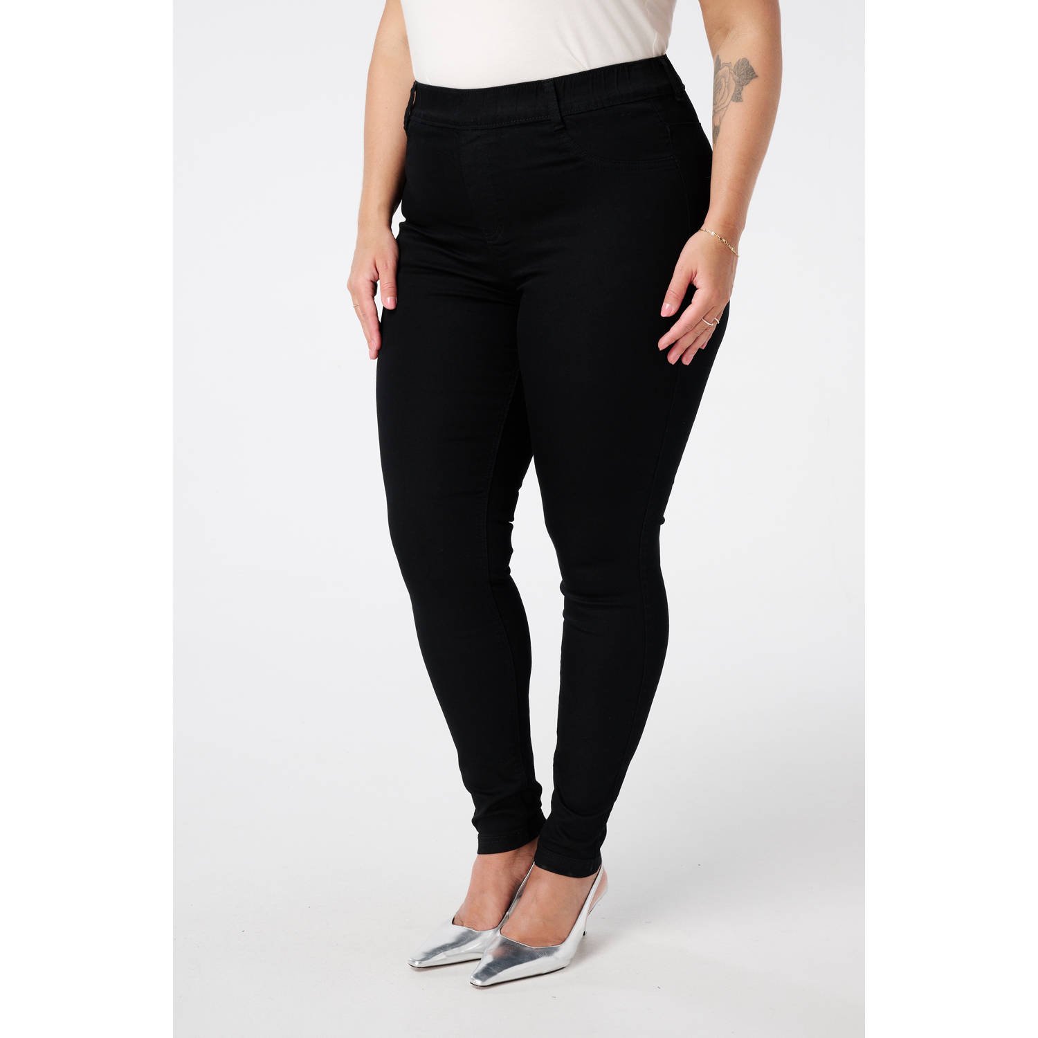 MS Mode denim skinny regular waist broek zwart
