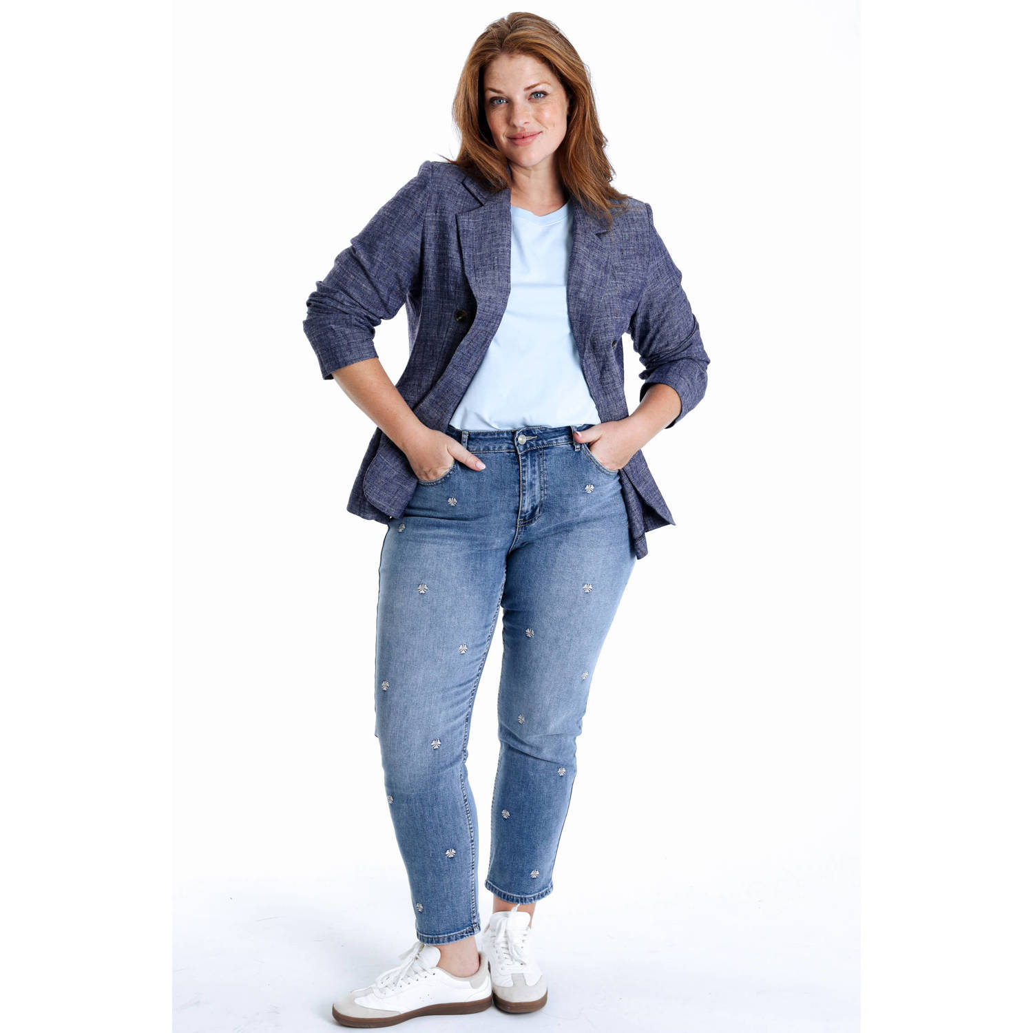 Paprika linnen regular blazer donkerblauw