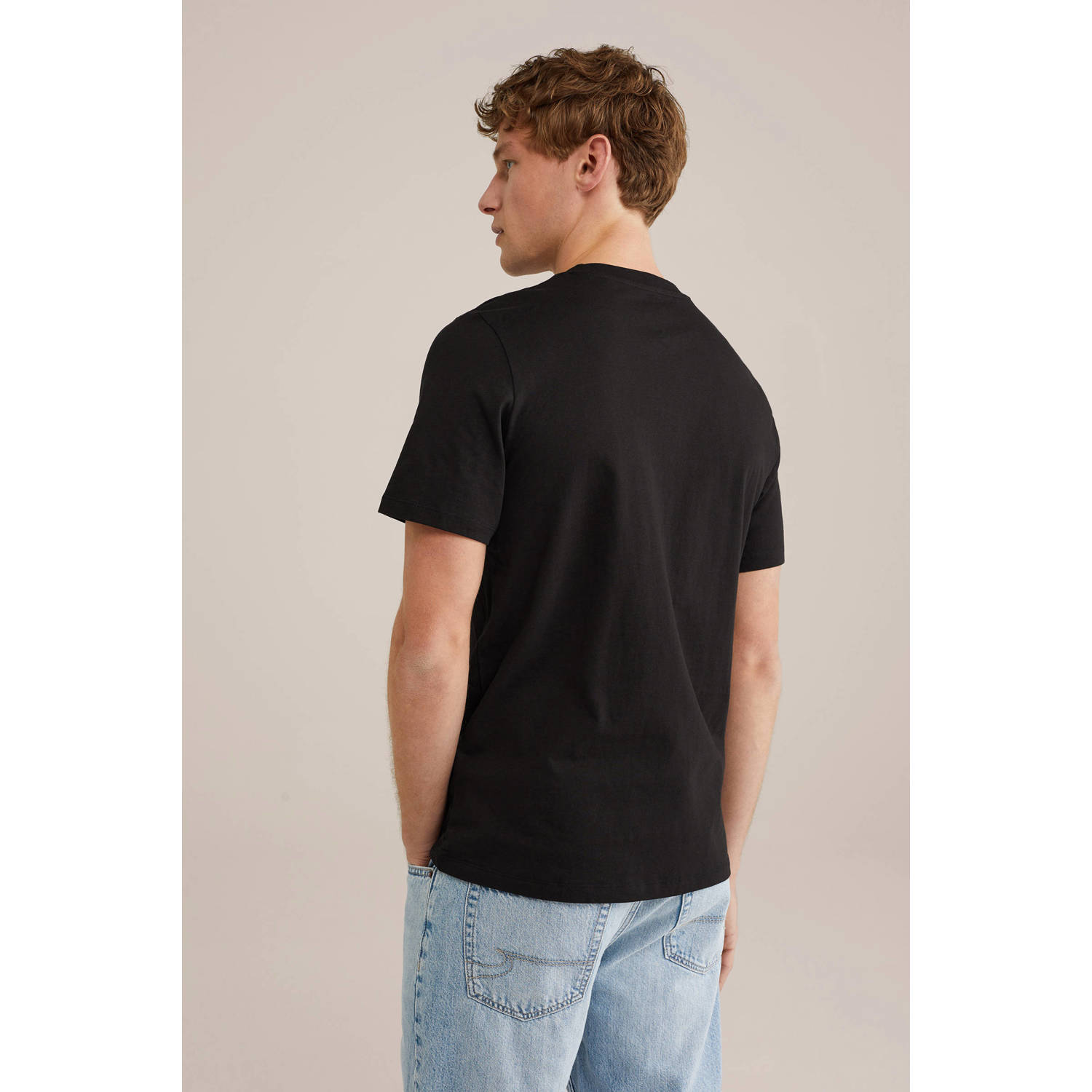 WE Fashion regular T-shirt zwart (set van 3)