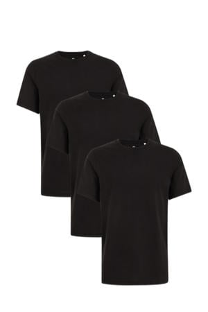 regular T-shirt zwart - (set van 3)