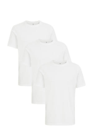 regular T-shirt wit - (set van 3)
