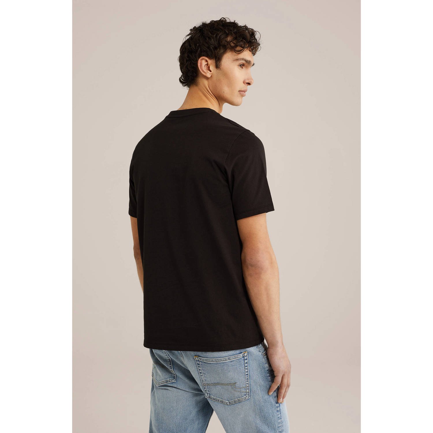 WE Fashion regular T-shirt zwart (set van 3)