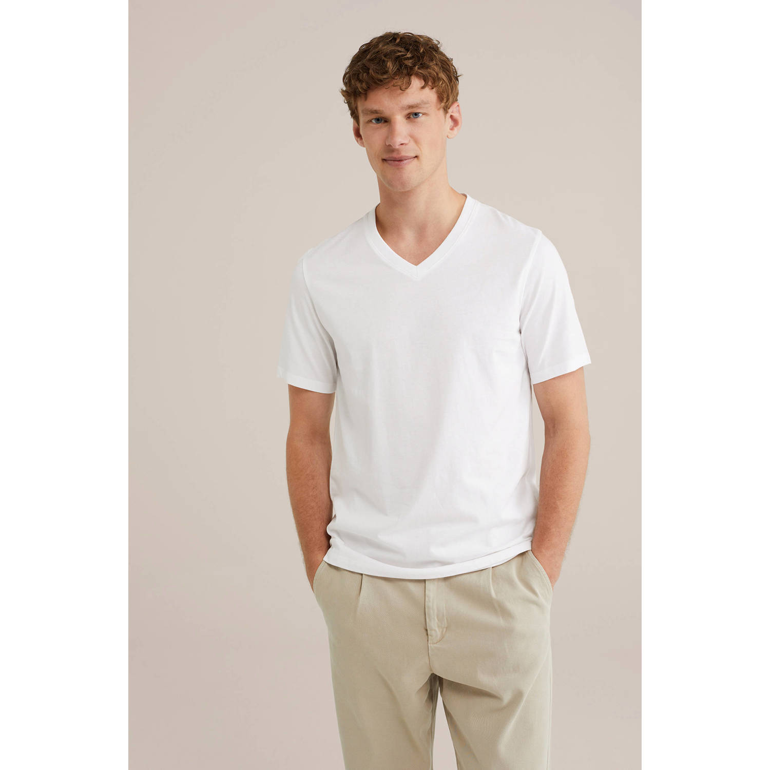 WE Fashion regular T-shirt wit (set van 3)