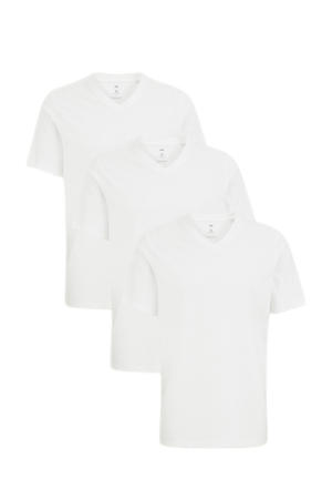 regular T-shirt wit - (set van 3)
