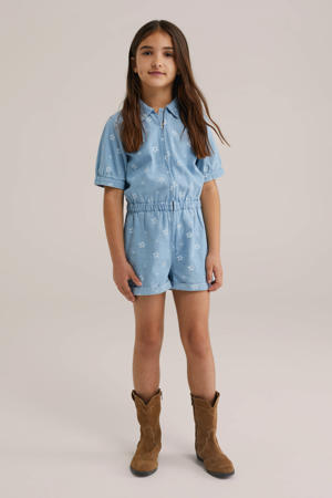 light blue denim straight playsuit