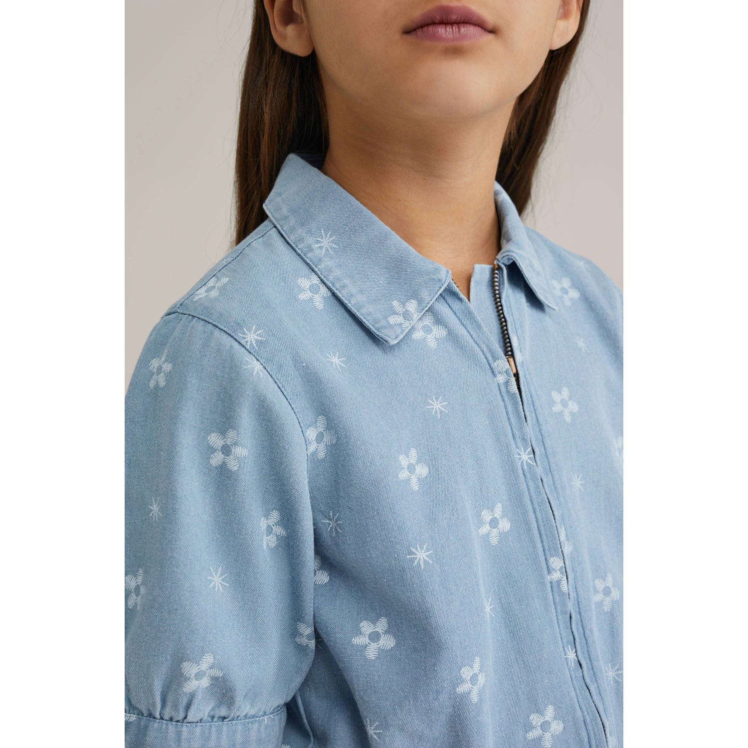 WE Fashion Blue Ridge light blue denim straight playsuit