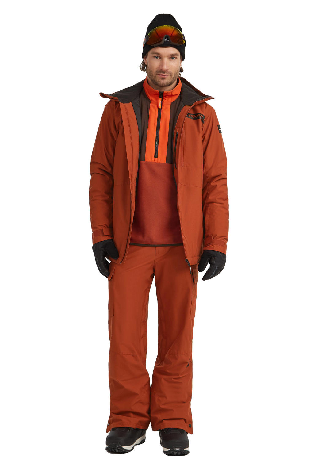 Donker oranje heren O'Neill skibroek van polyester met effen