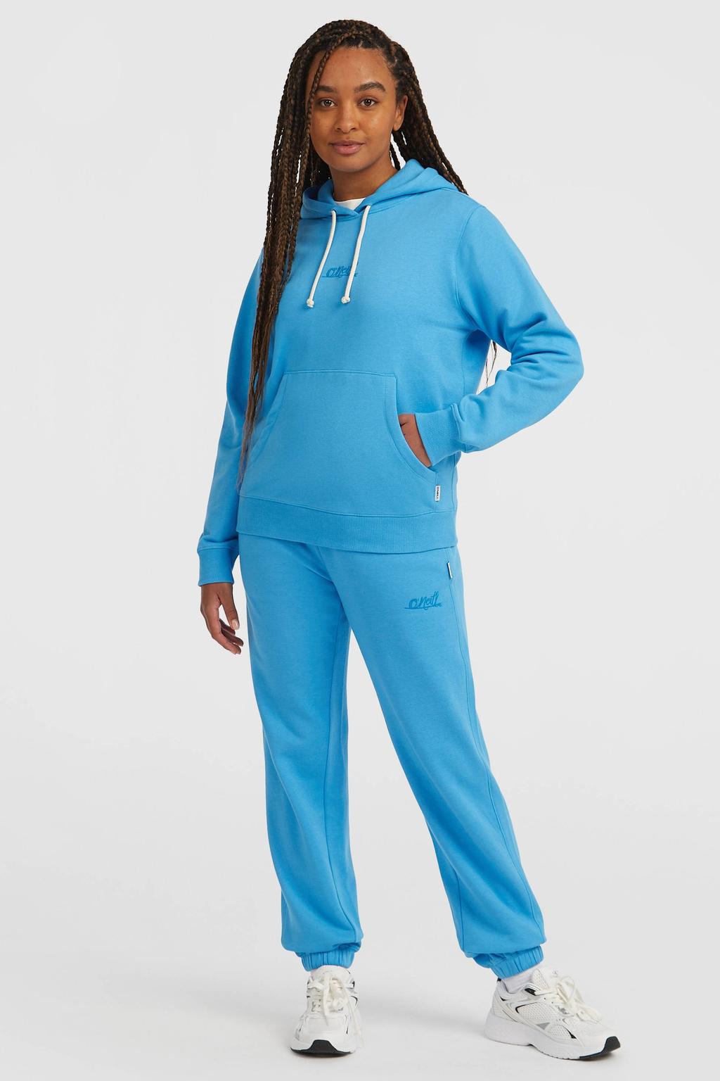 Blauwe dames O'Neill hoodie van sweat materiaal met effen, lange mouwen, capuchon en draaisluiting