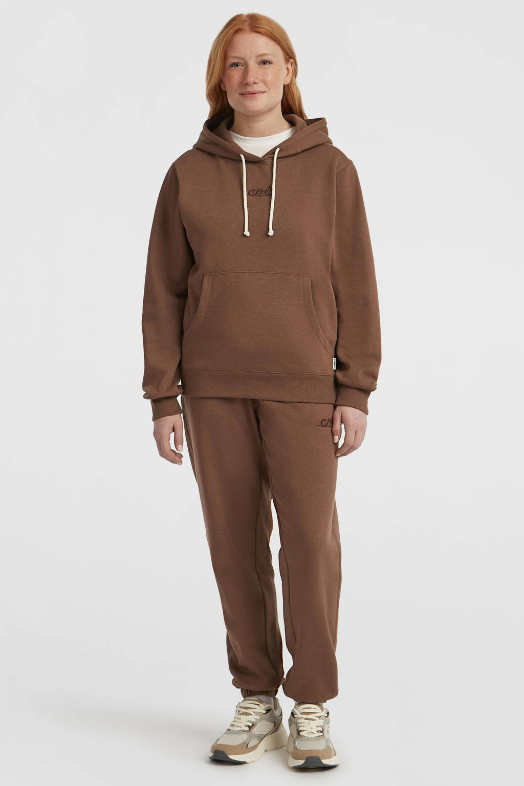 Donkerblauwe dames O'Neill hoodie van sweat materiaal met effen, lange mouwen, capuchon en draaisluiting