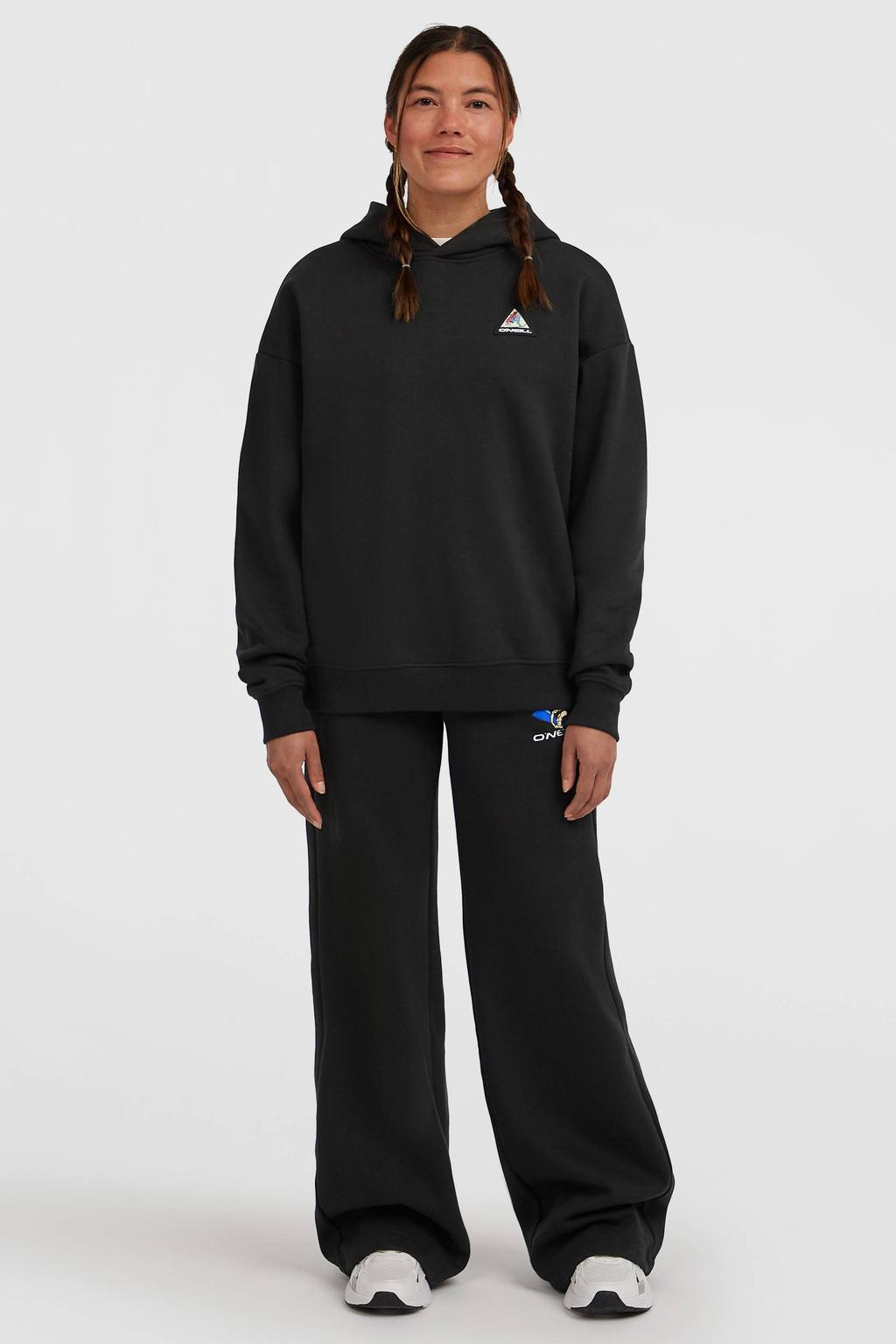 Zwarte dames O'Neill hoodie van katoen met effen, lange mouwen en capuchon