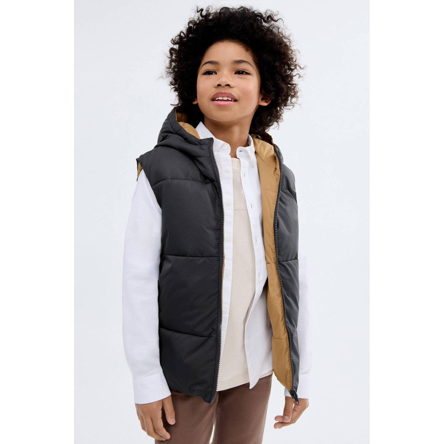 Mango Kids reversible jas antraciet