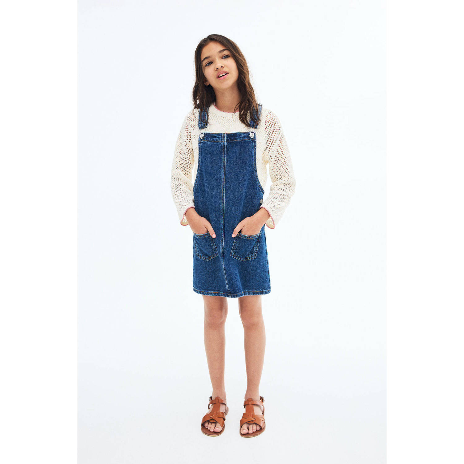 Mango Kids denim spijkerjurk medium blue denim