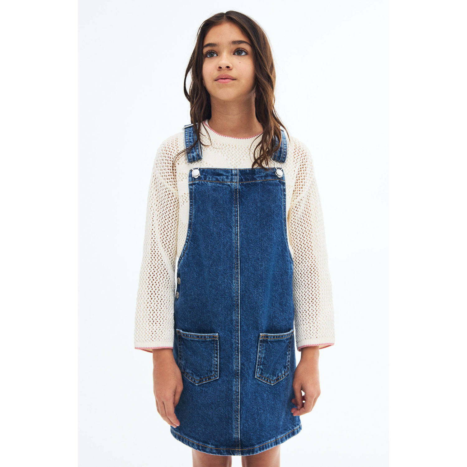 Mango Kids denim spijkerjurk medium blue denim