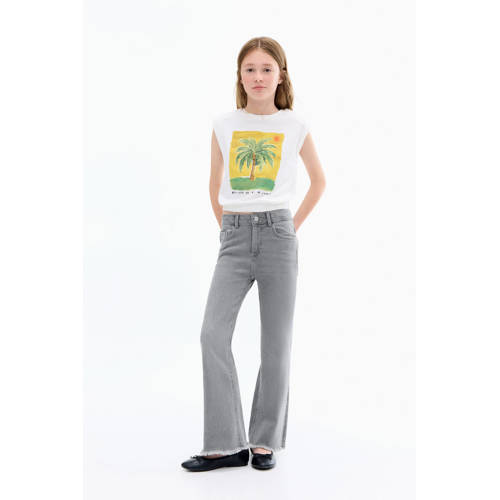 Mango Kids flared jeans grey denim afbeelding