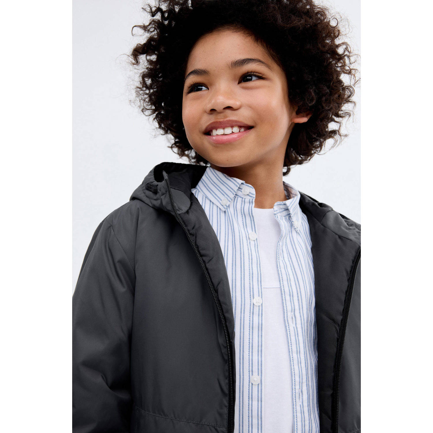 Mango Kids gewatteerde jas antraciet