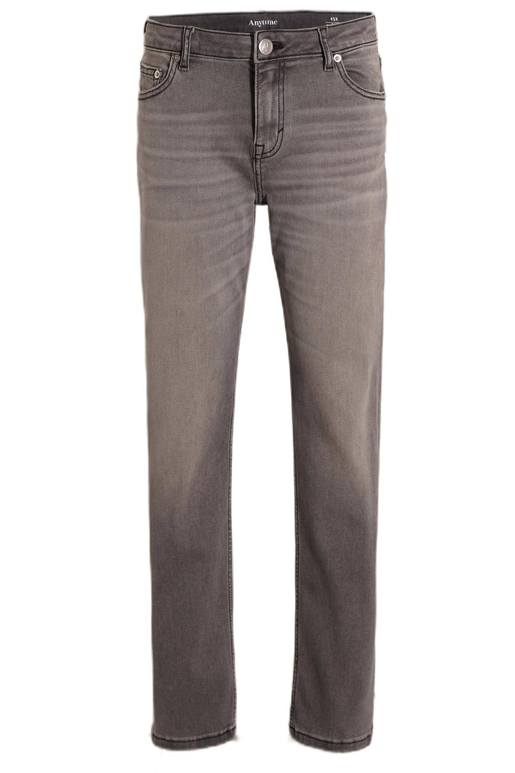 Grey denim jongens Anytime loose fit jeans van denim met relaxed en effen