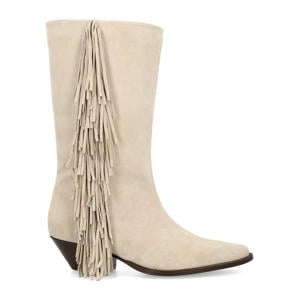 suède cowboylaarzen met franjes lichtbeige
