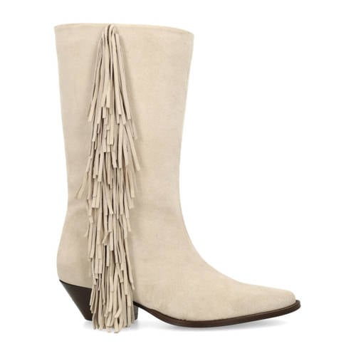 Sacha suède cowboylaarzen met franjes lichtbeige afbeelding