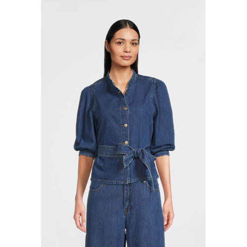 MSCH Copenhagen denim blouse dark blue denim afbeelding