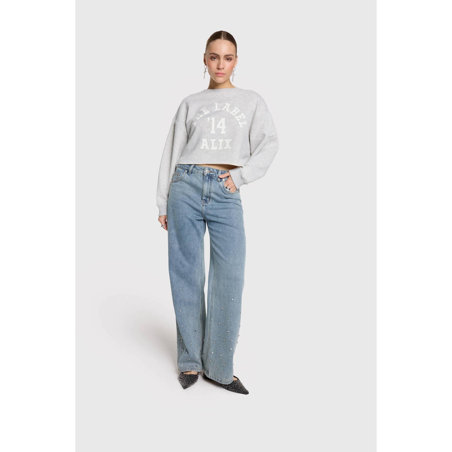 Alix the Label sweater grijs melange