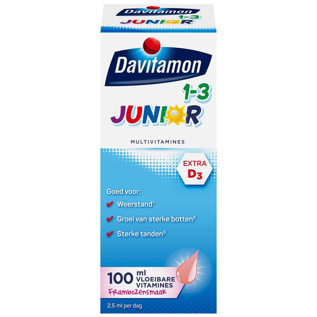 Davitamon Junior 1+ vloeibare vitamines framboos - 100 ml