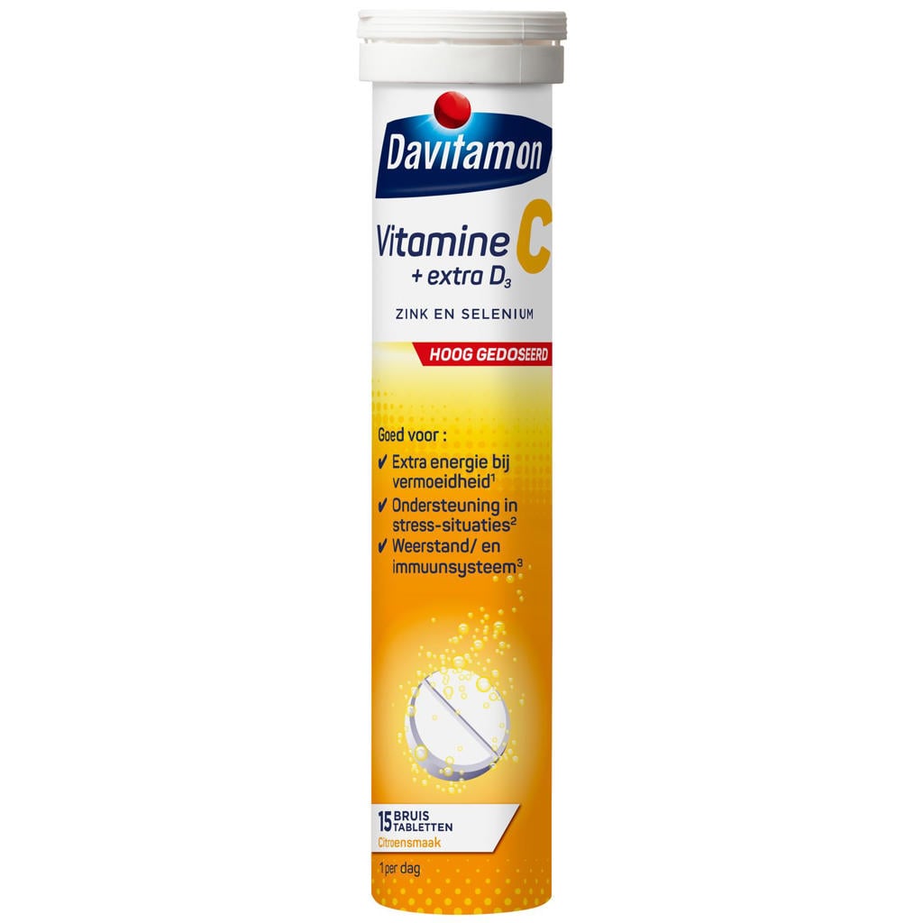 Davitamon Vitamine C + Extra D3 bruistabletten - hoog gedoseerd - 15 stuks