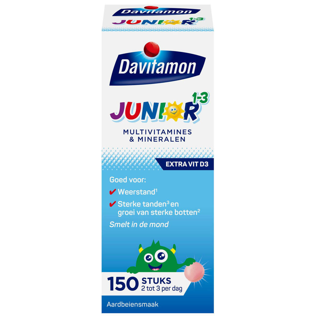 Davitamon Junior 1+ smelttabletten aardbei - 150 stuks