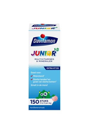 Junior 1+ smelttabletten aardbei - 150 stuks