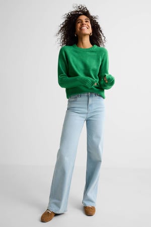 high waist wide leg jeans bleached blue