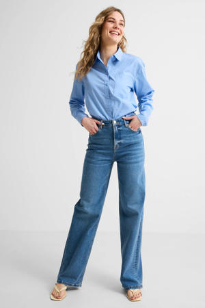 high waist wide leg jeans blue