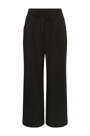 wide leg regular waist broek zwart