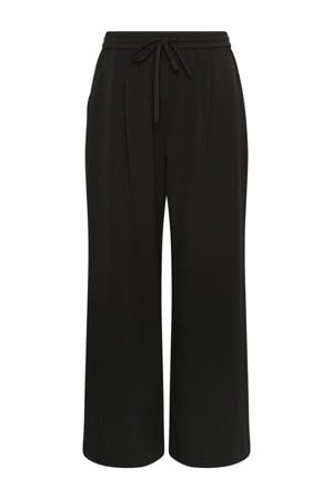 wide leg regular waist broek zwart