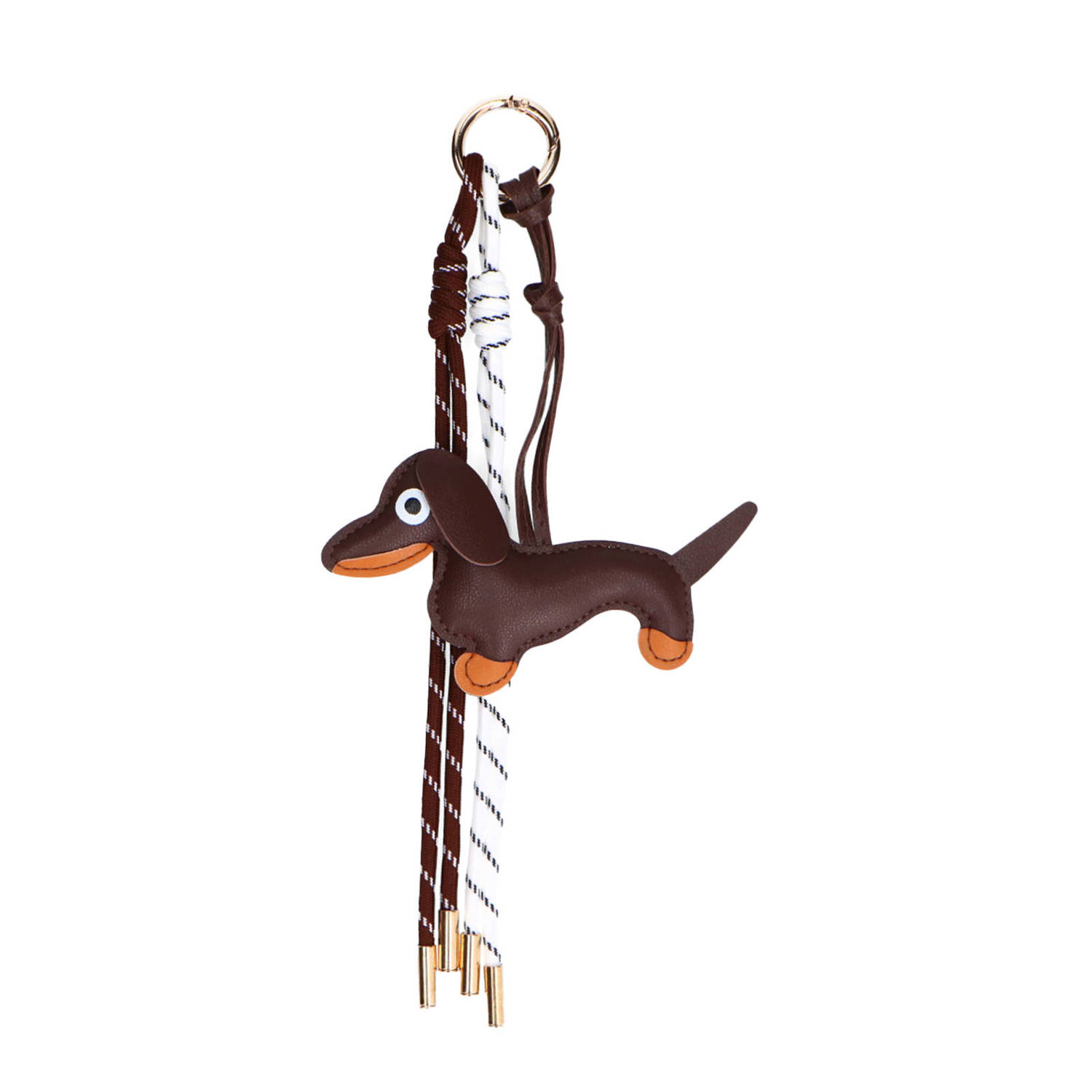 Manfield leren sleutelhanger donkerbruin